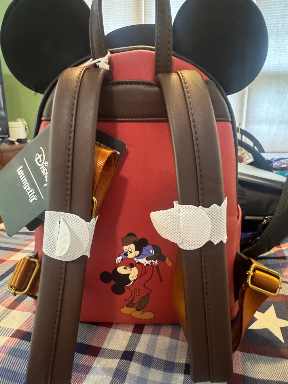 Loungefly Mickey Mouse Mini Backpack in Black, Red, Tan, Blue - Picture 3 of 5